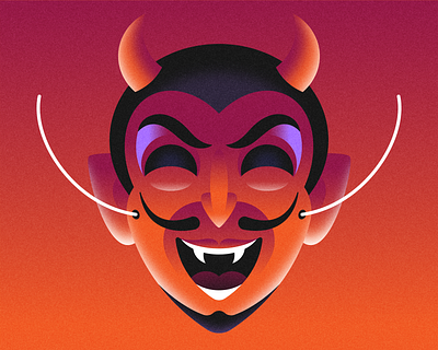 Halloween Devil Mask autumn character design demon devil fall halloween hell holiday horns illustration mask october pitchfork satan trickortreat