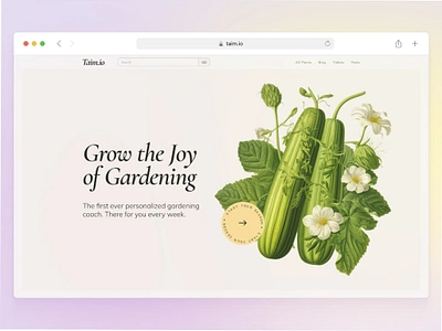 Taim.io Landing Page blog gardening startup landing page ui website website design