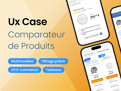 Étude de Cas UX: Création d'un Comparateur de Robots Aspirateurs appdesign ecommercedesign productcard productcomparison shoppingexperience uidesign userexperience userjourney uxdesign wireframe