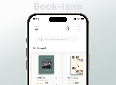 Home screen book design ecommerce ui