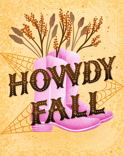 Howdy Fall Lettering and Illustration autumn digital drawing fall halloween hand lettering illustration lettering procreate