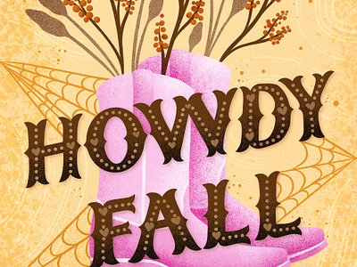 Howdy Fall Lettering and Illustration autumn digital drawing fall halloween hand lettering illustration lettering procreate