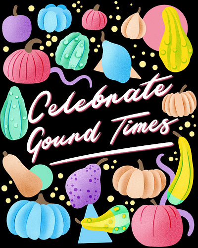 Celebrate Gourd Times 80s Throwback Lettering and Illustration autumn digital drawing fall halloween handlettering illustration lettering procreate