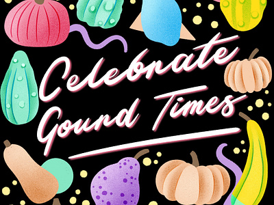 Celebrate Gourd Times 80s Throwback Lettering and Illustration autumn digital drawing fall halloween handlettering illustration lettering procreate