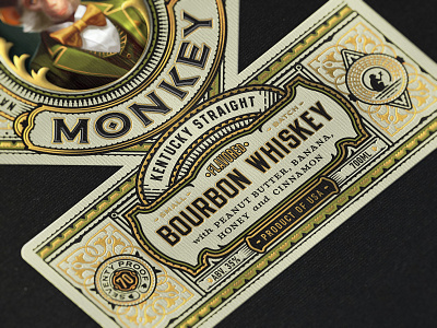 Flavored Bourbon Whiskey — WIP alcohol bottle bourbon branding gold foil graphic design illustration kentucky straight label luxury monkey packaging spirits typography vintage whiskey whiskey bourbon whisky