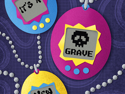 Grave New World Tamagotchi 90s Illustration & Lettering 90s halloween handlettering illustration lettering procreate y2k