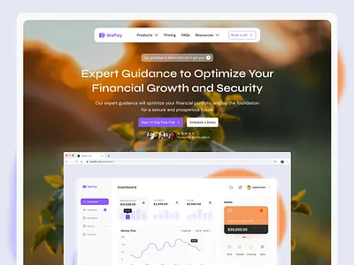 WePay - Finance Management SaaS Landing Page b2b b2b design bank bento ui finance management finance website financial website fintech landing homepage landing page landingpage management modern payment service saas saas landing page saas website wallet web design website