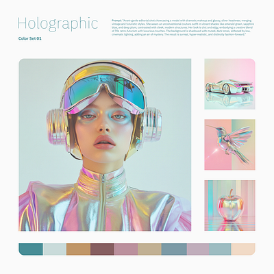 Exploring Color Palettes with AI: Holographic ai artwork branding color design graphic design holographic inspiration palettes ui ux woman