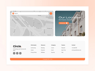 Circle - Booking Hotel - Location booking footer full page image hotel landing page location map ui design website