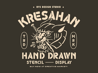 Kresahan - Handdrawn Stencil Font branding creative market display font font handdrawn handdrawn font handlettering handmadefont illustration lettering stencil stencil font type typeface typography vintage font vintagedesign