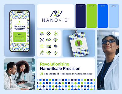 Nanovis blue brand brand brand design branding green brand healthcare brand healthcare branding medtech brand medtech branding nanotechnology branding