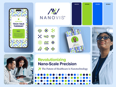 Nanovis blue brand brand brand design branding green brand healthcare brand healthcare branding medtech brand medtech branding nanotechnology branding