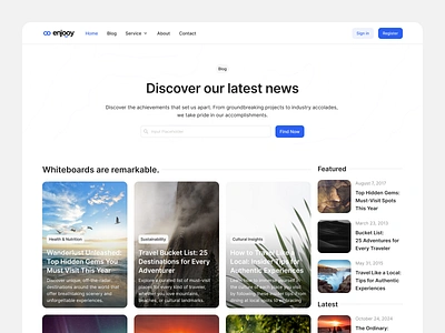 Enjooy - Blog Landing page blog blog landing clean blog clean design design enjooy enjooy design enjooy design system landing page uiux web design