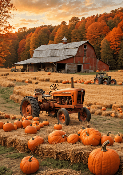 Autumn Harvest Bliss countryside tranquilit graphic design