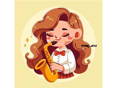 Girl Musician Playing Saxophone Illustration artist band cartoon concert creative elegant female festival girl instrument jazz music musician orchestra person player playing professional saxophone vintage