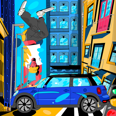 Urban Furious and the beacon beacon break car character design city dance design elements hip hop illustration mini cooper urban vector