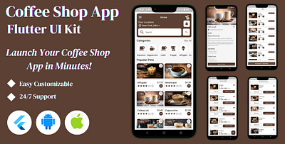 Coffee Shop eCommerce App - Flutter Mobile App Template booking cafe coffee house delivery mobile app template mobile flutter template mobile menu restaurant app trending template ui kit