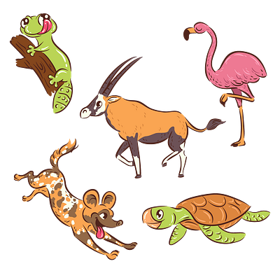 Cute animals vector illustrations animals cartoon graphic design illustrations kids vector