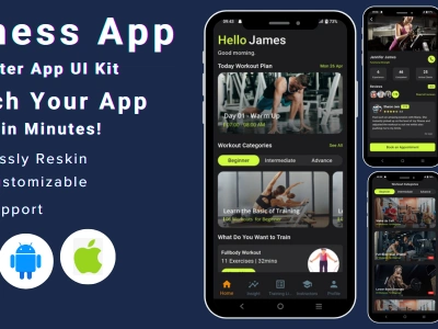 Workout Flutter App | Fitness Flutter App UI Kit Template diet app exercise tracker fitness fitness app fitness trainer flutter fitness app ui kit flutter ui kit graphic design gym health and fitness ui women exercise workout workout app workout app ui kit yoga app