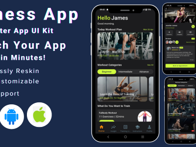 Workout Flutter App | Fitness Flutter App UI Kit Template diet app exercise tracker fitness fitness app fitness trainer flutter fitness app ui kit flutter ui kit graphic design gym health and fitness ui women exercise workout workout app workout app ui kit yoga app