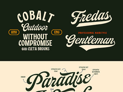 Taldose - Font Duo branding classic script display font font pairing fontduo graphic design green lettering logo logo font logotype poster retro sans script sign painting signature typeface vintage