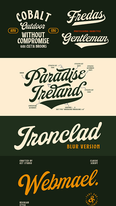 Taldose - Font Duo branding classic script display font font pairing fontduo graphic design green lettering logo logo font logotype poster retro sans script sign painting signature typeface vintage