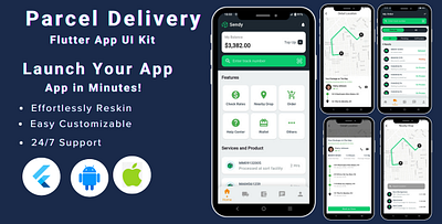 Parcel Delivery Flutter App - Parcel Tracker Flutter App UI Kit deliveryapp deliveryservice deliverytrackingapp flutter ui kit flutterapp template graphic design onlinedelivery parceldeliveryflutterapp parceltracker parceltracking rapidroute