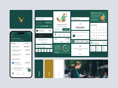 First Republic Bank DS bank banking branding components design system digital banking digital illustration ds eagle first republic bank gold green illustration library interface motion ui ui kit