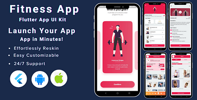 Workout - Fitness Flutter App UI Kit Template 3d exercise tracker fitness fitness app fitness trainer flutter fitness app ui kit flutter ui kit graphic design gym health and fitness sleep tracker app ui women exercise workout workout app workout app ui kit yoga app