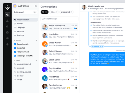 Customer Experience (CX) Platform ai chat interface customer experience cx dashboard ui uidesign uiux uxdesign web apps web platform