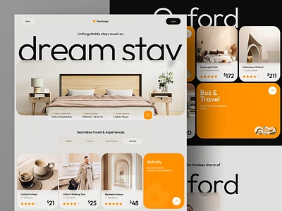 StayScape - Travel & Hotel Booking Platform Landing Page Website booking design home page hotel landing page modern reservation ticket tourism travel trip ui ux vacation web web design website website design