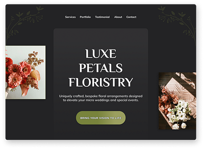 Florist Shop Hero Design brand identity branding colour palette design figma gradient hero page design minimalistaesthetic squarespace typography ui web design