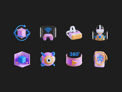 Metaverse 3D Icon 360 degree 3d 3d icon blender blue icon icon set icons illustration metaverse orange purple virtual reality vr