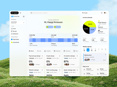 Infinite Task - Freelance AI Dahboard ai app ai create ai dashboard ai flow freelance b2b b2c concept dahboard management dashboard dashboard for manage activities design freelance dashboard freelance flow with ai freelance management product design saas task management ui ui design user interface