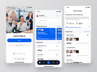 Effizen - Task Manager Mobile App apps calender management mobile note product productivity project management schedule task task management task manager tasks to do to do list ui ux workflow worklist