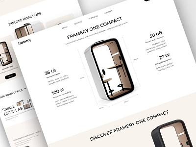 Framery - Modern Professional Office Pods Website Product Detail aesthetic bold business clean company profile elegant explanatory landing page luxury minimalist modern office pods product detail professional ui ux web design website website layout