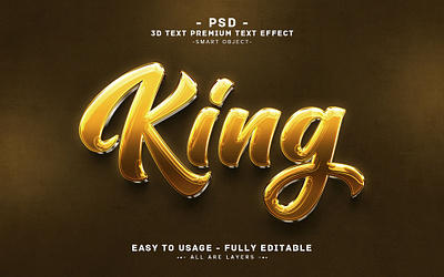 King'' 3D Editable PSD Text Effect Style. 3d 3d text effect action branding editable text graphic design header text headline text king 3d text king text new text psd king text effect style text text effect