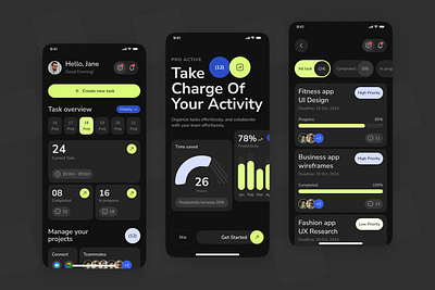 Productivity Management App activity activity management app app design design mobile mobile design productivity project management task task management task management app task planner team app team manager todo ui ui design ui ux work list