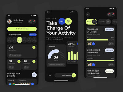 Productivity Management App activity activity management app app design design mobile mobile design productivity project management task task management task management app task planner team app team manager todo ui ui design ui ux work list