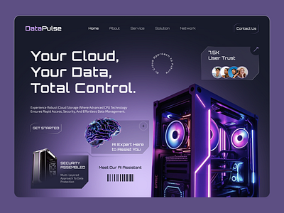 Cloud Storage Landing Page ai app design artificial intelligence business cloud data cloud storage landing page data storage design figma figma design prozyner rifat ony startup storage ui ux website design