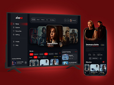 OTT Platform Design - Entertainment App black black design entertainment entertainment app entertainment website live streaming netflix ott ott app design ott apps ott platforms ott service red red app red ui red website streaming app uiux web design websites