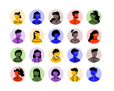 People Avatar Collection 2.0 app avatar blog characters emoji graphic design icon icon design icon set iconography icons illustration line outline people set style guide ui vector women