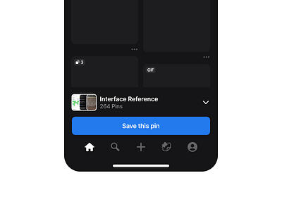 Save Pin - Screen app bookmark component dark mode design design system figma gallery interface mobile modal navbar navigation phone ui pin save ui ui design ui kit widget