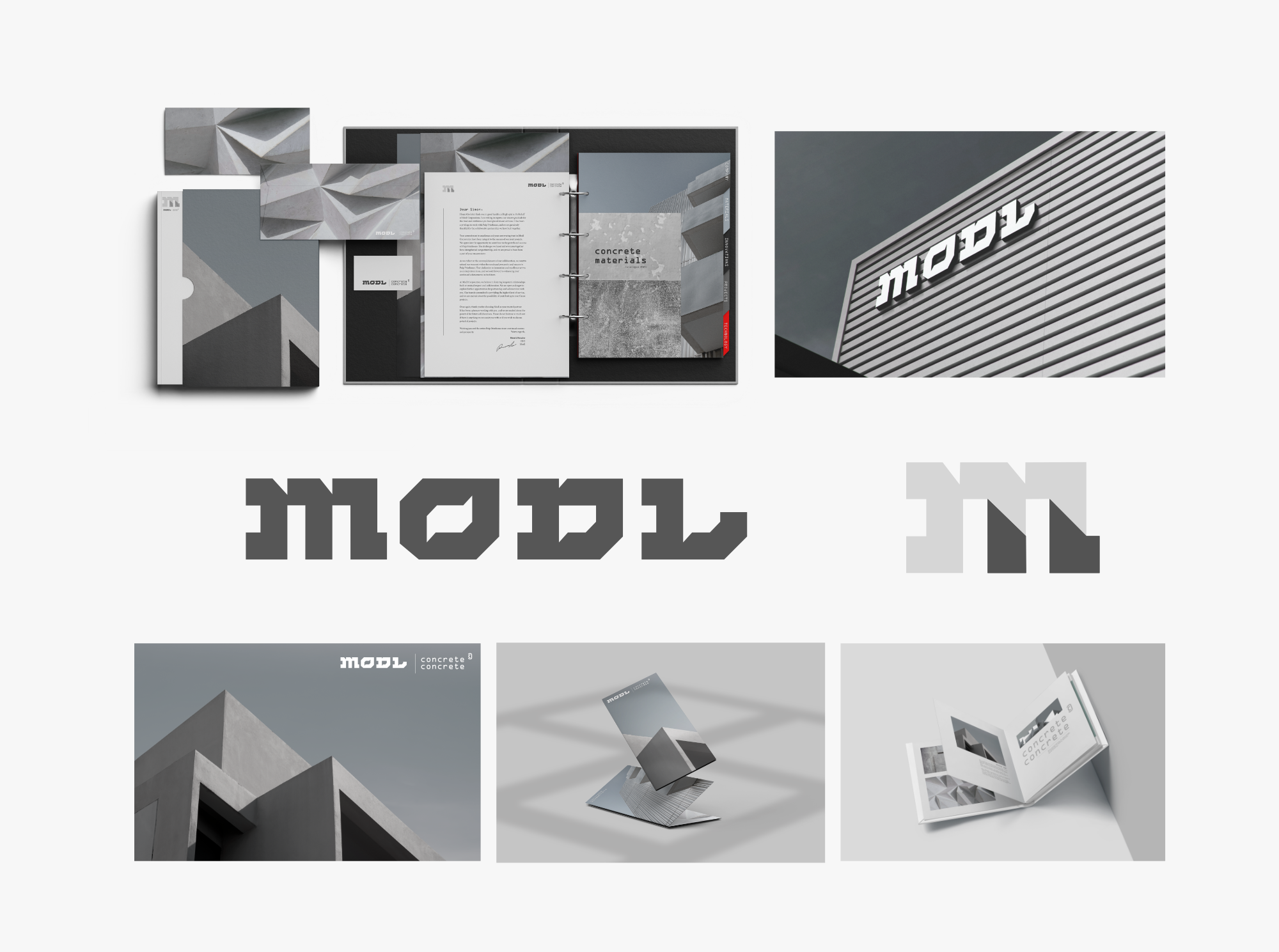 MODL Branding architecture brand brandbook branding building concrete filip guideline identity komorowski logotype magic minimal print stationery typo typografia typography vector wordmark