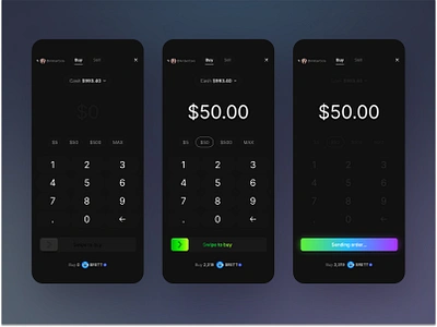 Swipe to buy animation app buy ui crypto dark app dark mode dark ui dashboard interaction stock app swipe ui wangmander web3