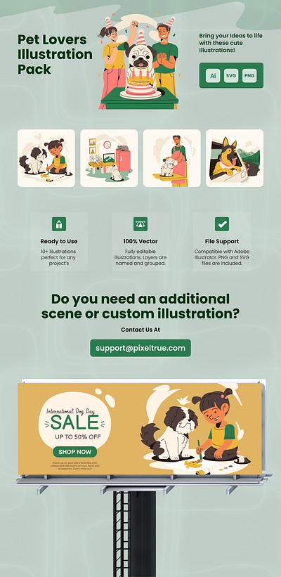 Pet Lovers Illustration Pack animals character design graphic design graphics illustration pets vector vector illustration