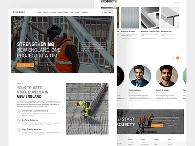 STEELPOINT - Metal Distribution and Steel Fabrication Home Page barkahlabs bold style clean construction delivery services fabrication home page landing page material metal metal fabrication steel steeldistribution ui design uiux web web design website