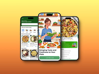 Recipe App app design graphic design illustration landingpage ui ux