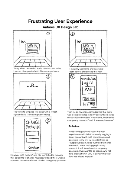 Frustrating User Experience: Log in my new ins account frustrating ux improvements refelction