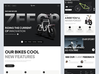 Electric Bike landing page bike clean energy vehicle e bike landing page eco transportation electric bike electric bike landing page electric bike ui modern bike website responsive e bike page smart mobility design sustainable transportation